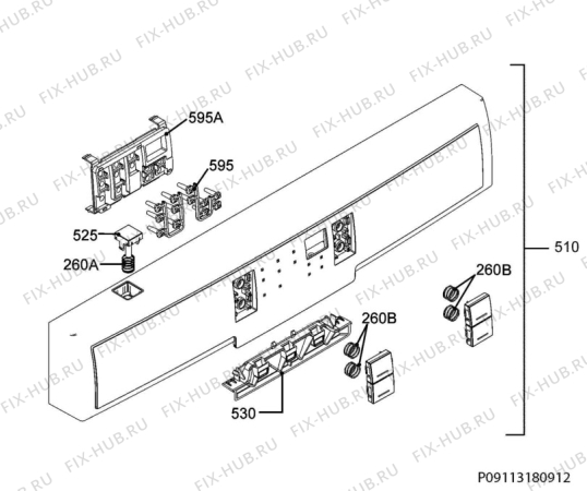 Взрыв-схема посудомоечной машины Electrolux ESF8000W - Схема узла Command panel 037